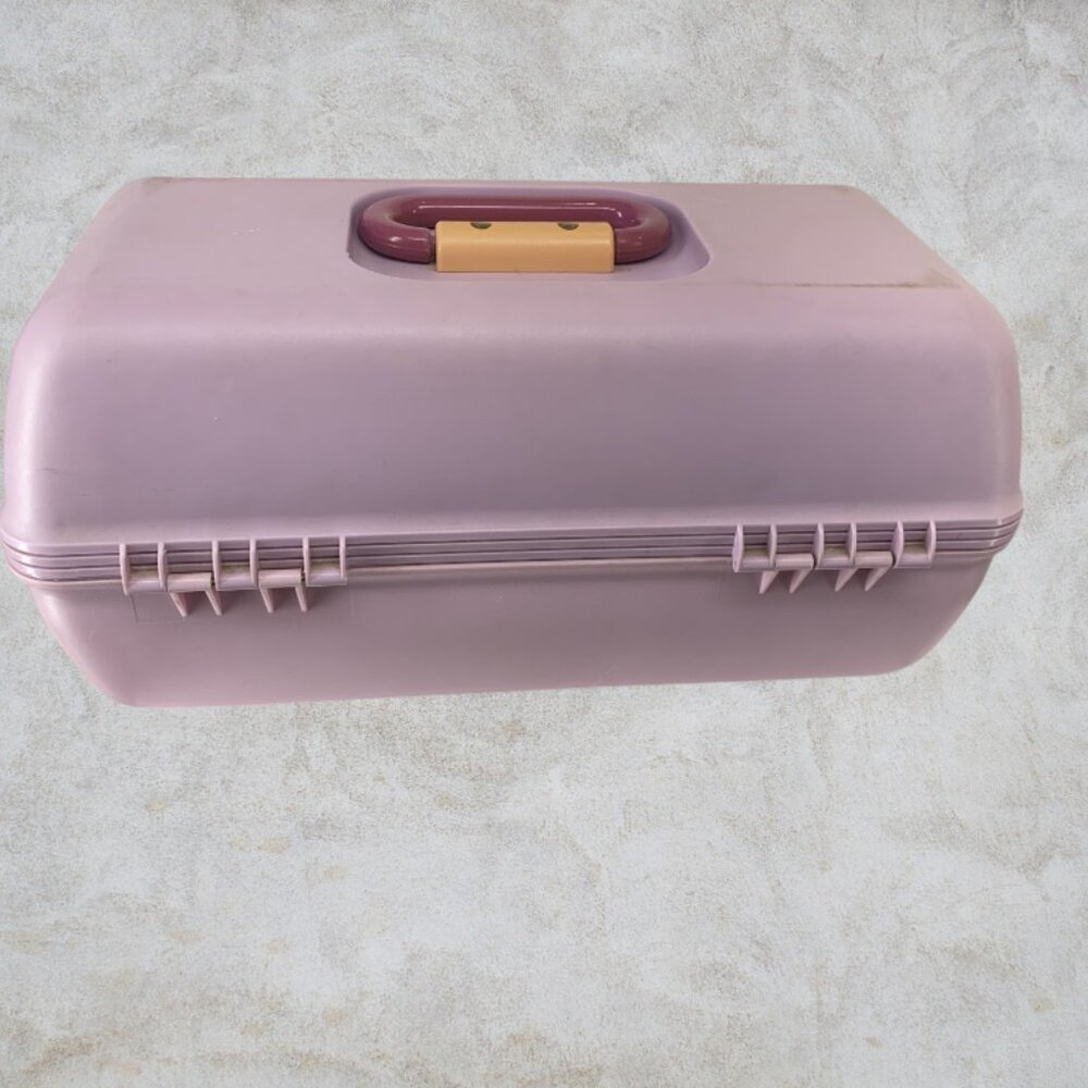 VINTAGE CABOODLE CASE -- 1980's Make Up Case, Purple/Pink, Original Owner - Picture 5 of 16